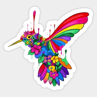 Dripping Floral Humming Bird Sticker